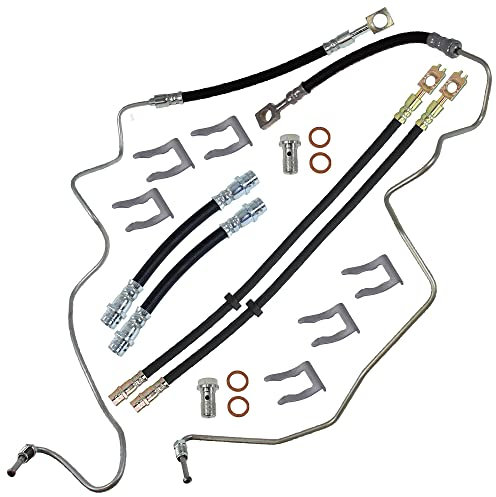 ATEC Germany 6x Bremsschlauch vorne Länge 465mm & hinten Länge 140mm ohne Hohlschraube, inkl. Haltefeder Kompatibel mit A udi A3, SKODA OCTAVIA 1, VW BORA, GOLF 4, NEW BEETLE,