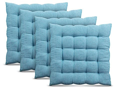 Bestlivings Stuhlkissen 40x40cm (Türkis) - 4er Pack - Hochwertiges Sitzkissen Atmungsaktiv Indoor & Outdoor - Baumwolle Öko Tex für Gartenstuhl Küche Esszimmer