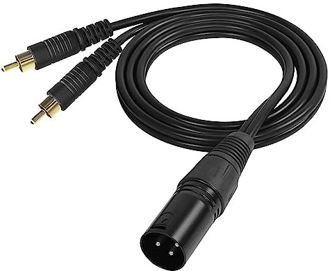 GELRHONR 3Pin XLR a 2 RCA Y Cable divisor, conector de Cable de Audio Dual RCA sin equilibrio a XLR para altavoz condensador micrófono mezclador AMP-1M (3Pin XLR Male)