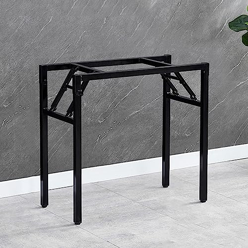 Pied de Table en Métal Pliable,Support Portable Pieds de Meubles Jambes Lourdes,Pieds de Table à Manger Cadre de Rectangulaires Pieds Bureau,Charge 150Kg,avec Vis (98x50x73cm,Black)