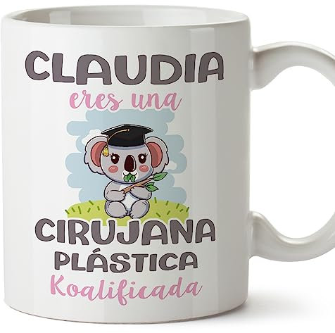 Mugffins Tazza Personalizzata in ceramica per CHIRURGA PLASTICA donna 11 oz / 350 ml - In spagnolo - Koalificados Personalizados - Idea regalo per compleanno, anniversario, natale, laurea