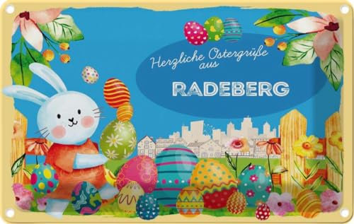 vianmo Blechschild 20x30 cm Urlaub Ostergrüße RADEBERG Deko Geschenk Metall Schild
