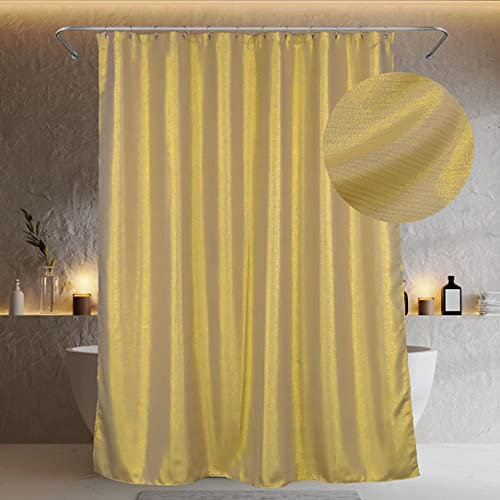Gold Glitter Shower Curtain: Sparkle Bling Shiny Metallic Shimmer for Bathroom - Anti Mould Water Repellent Washable Polyester for Wet Room - 183 x 200cm Drop