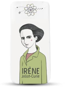 CASIO Wissenschaftlicher Taschenrechner SPX II, Siebdruck mit der Illustration von Iréne Jolliot Curie und entworfen von Olalla Ruiz