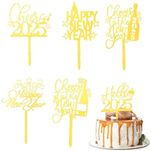 Catelves Tortendeko Silvester Deko 2025 Cake Topper Neujahr, 2025 Silvester Kuchen Deko, Happy New Year Cupcake Toppers, 2025 Neujahr Kuchen Deko, 2025 Torten Topper Silvesterpartydeko Accessoire