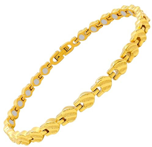 JEROOT Magnet-Fußkette Herz für Frauen, Goldfarbenen Magnetische Fußkette Titanium Stahl Armbänder Damen, 3500 Gauss Ultra starke Magnete mit Adjustment Tool und Geschenkbox