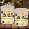 12 Windlicht Tischdeko Silvester, Silvester Deko 2025, Happy New Year Deko 2025, Silvester Tisch Deko, Silvesterdeko Party Set, Schwarz Gold Tischdeko Geschenk zur Silvester Neujahrs Party