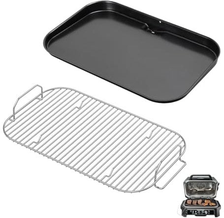 SafBbcue Griddle Plate & Smoke Rack for Ninja Woodfire Pro Connect XL Grill Ninja OG951 OG850 Grill Accessories, XSKGRIDLXL Flat Top Plate & XSKRSTRKXL Roast Rack for Ninja Woodfire OG800/900 Series