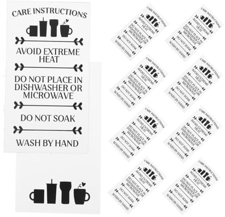 SEWACC 100pcs White Glass Cup Care Instruction Cards with Instructions and Easy to Insert Paper Material for Hanging Glass Cup Packaging and Straw