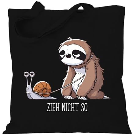 Stoffbeutel Baumwolltasche Jutebeutel Lange Henkel Zieh Nicht so Faultier Motiv