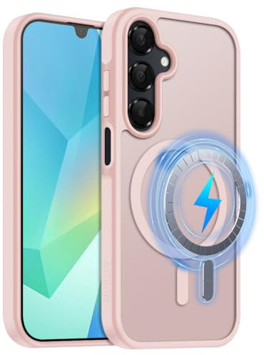 MOBESV Cover Magnetica per Samsung Galaxy A16 5G 6,7 Pollici, Custodia Compatibile con MagSafe, Cover Traslucida Opaca Posteriore Sottile Antiurto, Rosa