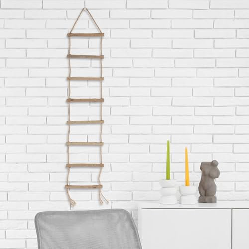 HICOHAND Wooden Rope Ladder Wall Hang, 1 Piece Wooden Branch Ladder with Wall Rope Hanging Ornaments Ladder for Home Decoration DIY Craft