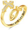 EUDORA Harmony Ball Anello Femminile con Croce e pesce Ichthus nel 925 18 Carat oro Placcato, Benedetto anello Croce Regolabile per Aprire un Giro Allentato e Lasciare che Dio Agisca il Dono Bijou