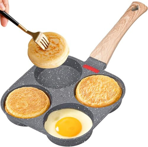 MINSHUXI Poêle à Pancakesv à 4 Emplacements Poele Pancakes Induction Poele a Crepe Induction Poele a Pancakes Poele a Oeufs pour Cuisinière à Gaz