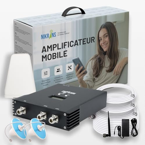 Nikrans Amplificateur Reseau Mobile pour Bande 1, 3 et 8, Amplificateur 4G/LTE 5G GSM 3G - Couverture Jusqu’à 300 m² - Compatible avec Orange SFR Bouygues Telecom Free etc. - Certifié CE RoHS