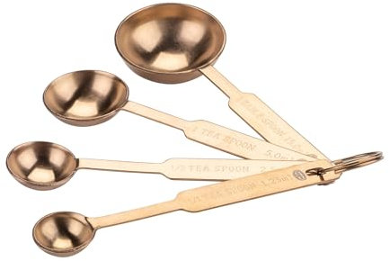 Dr. Oetker Messlöffel-Set aus Edelstahl mit Titanium-Beschichtung, 4-teilig – Präzises Abmessen für Küchenprofis, Vintage Design in Kupferfarben