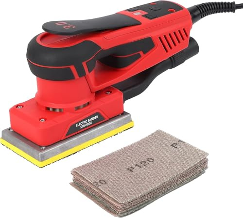 GarveeMore Schwingschleifer 350W Schleifmaschine 10000 U/Min Multischleifer, Bürstenloser Motor, 3,0 mm Schleifhub und geringe Vibration, Handschleifer für Holzbearbeitung, Polieren