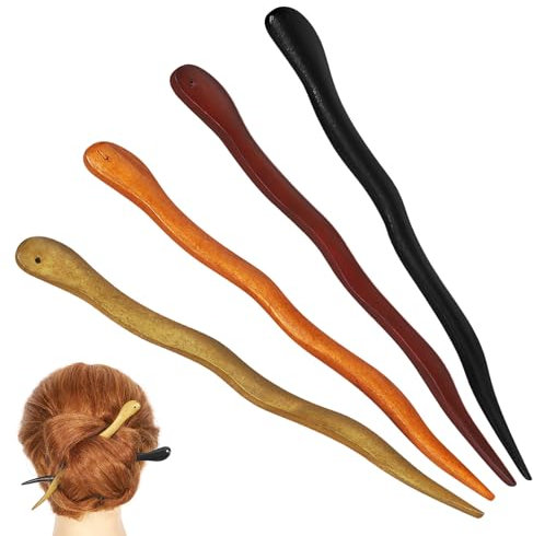 TOYANDONA 4 Bâtonnets De Cheveux En Bois De Santal Accessoires De Coiffure Pour Femmes Chignons Élégants Et Styles Variés