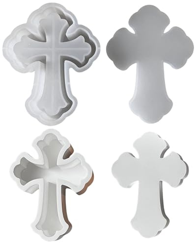 Silikonformen Gießformen Kreuz, Silikonform Kerzenhalter Kreuz mit Deckel, Gießformen Silikon Kreuz Gips zum Gießen Gießform Dose Epoxidharz Formen Gießform Kerzenhalter für DIY Handwerk