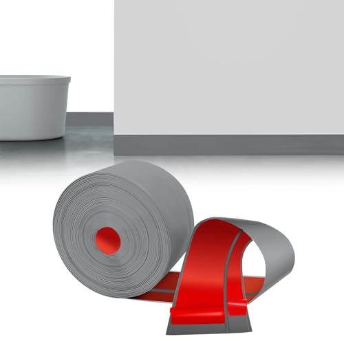 LIHIQIYA Sockelleiste Selbstklebend Grau PVC Sockelleisten 50x20mm 25M | Weichsockelleiste Selbstklebend Abschlussleiste küchenarbeitsplatte aus PVC, Flexibel Knickleiste Bodenleiste für Baden Küche