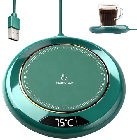 Coffee Mug Warmer Adjustable Coffee Cup Warmer with 3 Temperature to75℃ Settings Portable USB Powered Heated Coaster 8 Hours Auto Shut-Off Smart Touch Control USB Coffee Warmer for Desk Office Home
