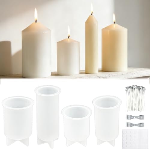 TZEKING Set di 216 stampi per candele, 2stampi per candele in silicone + 200 stoppini di cera+2 supporti+10 adesivi, stampi per candele in silicone 3D fai da te
