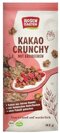 Rosengarten Müsli, Kakao Crunchy mit Erdbeeren, 300g