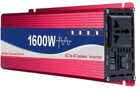 Transformateur Tension Onduleur Solaire 1600W 2200W 3000W Onduleur À Onde Sinusoïdale DC12V/24V vers AC 110V 220V Convertisseur Tension Micro-onduleur pour Voiture Inverter(12V,220V(50HZ) Uni,1.6KW)