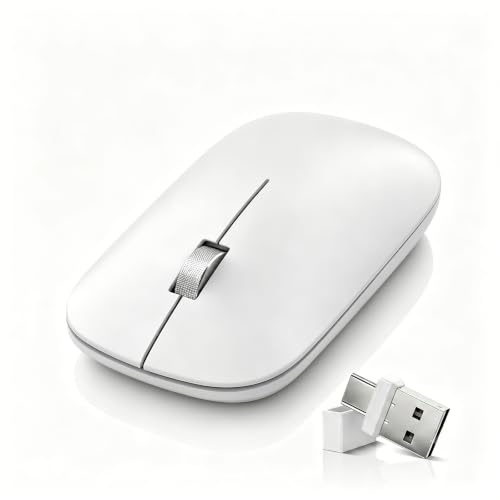 LOONASA USB-C/A & Bluetooth Mouse for MacBook Laptop Tablet iPad PC Office | Silent, Slim, Portable, Magnetic Cover, Ambidextrous Symmetric, Long Battery Life, Multi-Device Portable Travel Mouse
