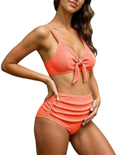 HTNEDNST Traje de baño de embarazo para mujer, traje de baño para embarazadas, push up, tallas grandes, cintura alta, bikini elegante, bikini de maternidad, traje de baño de dos piezas, ropa de