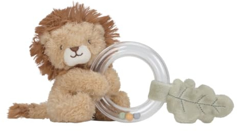 Little Dutch Ringrassel Löwe Rassel Greifling - Baby Activity Spielzeug -für Babys ab der Geburt - Safari Friends