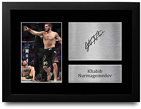 HWC Trading Khabib Nurmagomedov MMA Gifts gedrucktes Autogramm Bild für UFC Fanartikel-Fans – A4 gerahmt