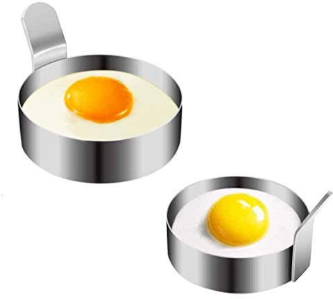 KOKSI Egg Ring, Round Eggs Frying Rings, Non-Stick Cooking Egg Mold for Frying Pan, Easy Cooking Omlete Fried Egg Pancake Beefsteak (2 Packs)