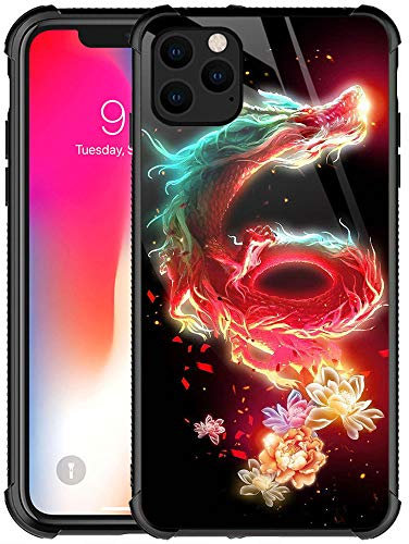 CARLOCA Compatible with iPhone 11 Pro Max Case,iPhone 11 Pro Max Cases for Girls Women Boys,Flower and Dragon Pattern Design Shockproof Anti-Scratch Case for iPhone 11 Pro Max