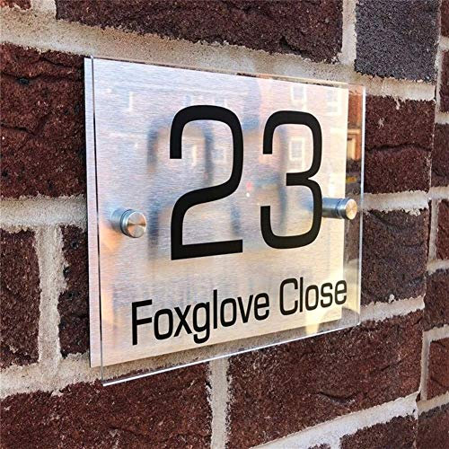 W-L Numéro de Maison Acrylique Transparent sur Mesure Plaques Maison Plaque de Porte Plaques d'immatriculation avec Panneau Composite Aluminium Plastique Installation Facile (Color : Clear)