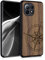 kwmobile Hülle kompatibel mit Xiaomi Mi 11 Hülle - Holz Case - Handy Cover - TPU Handyhülle in Dunkelbraun Kompass Vintage