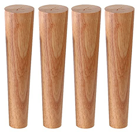 4 Stück Massivholz Möbelfüße,Holz Tischbeine,Eiche Möbelfüsse,Konisch Ersatz Möbelbeine,für Schrank Stuhl Couch Bett Büromöbel,Mit Montageplatte und Schrauben,Holzfarbe (60cm,straight)