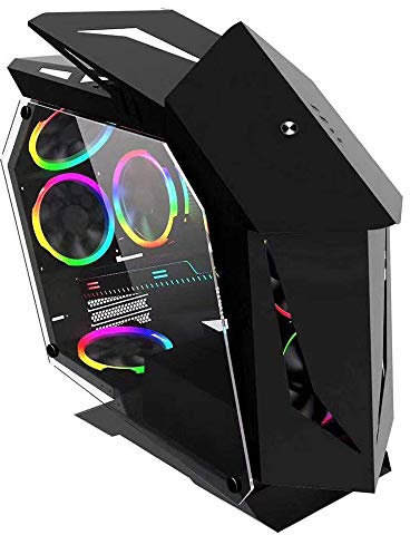 Game Case, Mid-tower M-ATX/ITX PC Gaming Computer Case-USB3.0 / USB 2.0×2 Tempered Glass Side Panel-cable Management System-support Water Cooling (Color : Black)