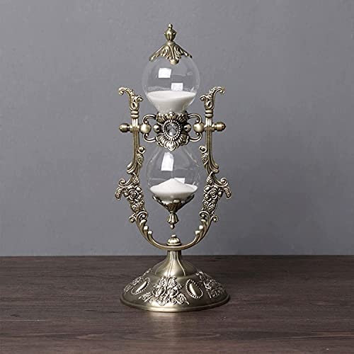 Sanduhr-Timer, Dekorative Sanduhr, Sanduhr Ornament, Vintage Messing Sanduhr Metall-Sanduhr Vintage Einzigartige Antike Stunde Glas Sanduhr für Home Decor Tischschmuck Oder Geschenk A,30 minutes