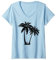 Damen Schwarz Weiß Palmen Sommer Sonne Strand Tshirt Damen Herren T-Shirt mit V-Ausschnitt