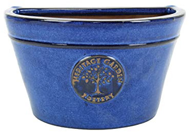 Medium 26cm Blue Heritage Ceramic Wall Planter Plant Pot - Frost Proof