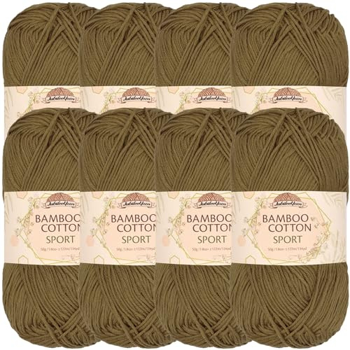 JubileeYarn Bamboo Cotton Sport Yarn - 50g/Skein - Chestnut Brown - 8 Balls