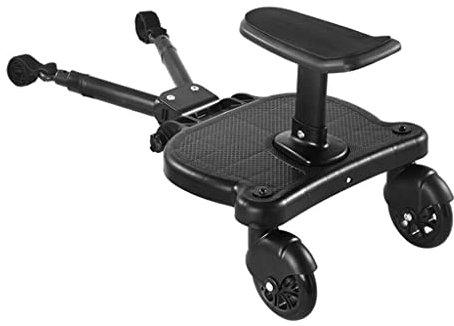 Universal-Buggy-Board mit Sitz, Stehbrett, Kleinkinder-Buggy-Board, stabiles Design mit zwei Rädern, mit Sitzfläche, universelles Standbrett, passend für jeden Kinderwagen (schwarz)