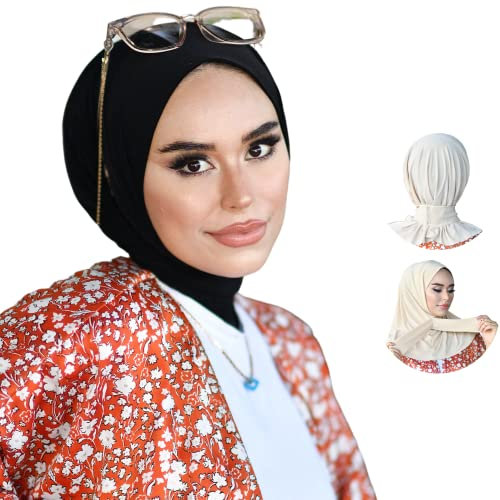 para life Snap Hijab-Turbans für Damen, Hijab für Damen, Haarwickel, Kopfwickel für Damen, Hijab Undercap-Caps, Instant Hijab, Schwarz, Einheitsgröße