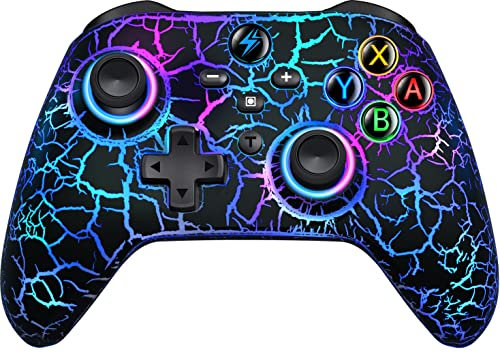 HASACOOL Switch Controller, Switch Pro Controller mit 2 Back Button Macro Programmierbar/Rissiges Design Lichter, 1000mAh Controller Switch für Switch/Lite/OLED, Kompatibel mit Android/IOS/PC