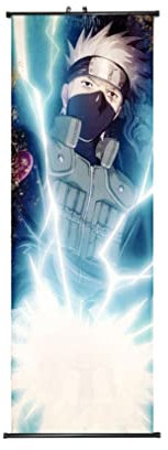 KARMA-X Großes 50x125CM Naruto Kakemono Rollbild | Anime Manga Stoffposter Wallscroll Poster | Wanddeko Geschenk | Kakashi Shidori