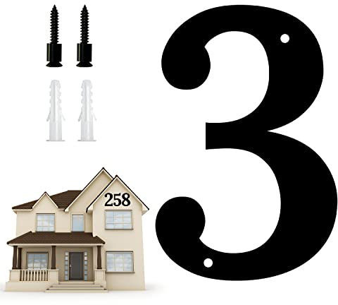 10.6 Inch Large House Numbers, Modern Floating for Outside Large Metal House Numbers Black Coated Rust-Proof Home Address Numbers Plaques Metal Numbers (3)