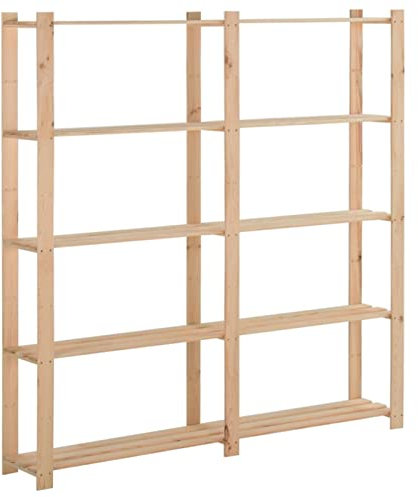 XIAOGUANG Lagerregal, Regal, Bookshelf, Leiterregal, Standregal, Wandregal, Aktenregal, DVD Regal, mit 5 Böden 170x28,5x170 cm Massivholz Kiefer