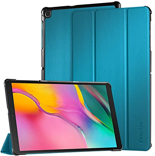EasyAcc Hülle Kompatibel mit Samsung Galaxy Tab A 10.1 2019 T510 T515 - Ultra Dünn mit Standfunktion Slim PU Leder Pfauenblau