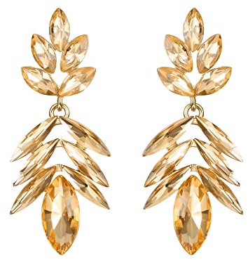 Dochais Statement Ohrringe, Strass Ohrringe Baumelnd, Ohrringe Damen, Glas Stein Ohrringe, Glitzer Ohrringe, Damen Tropfen Ohrringe, Große Ohrringe Für Frauen, Modeschmuck Ohrringe (Champagner)